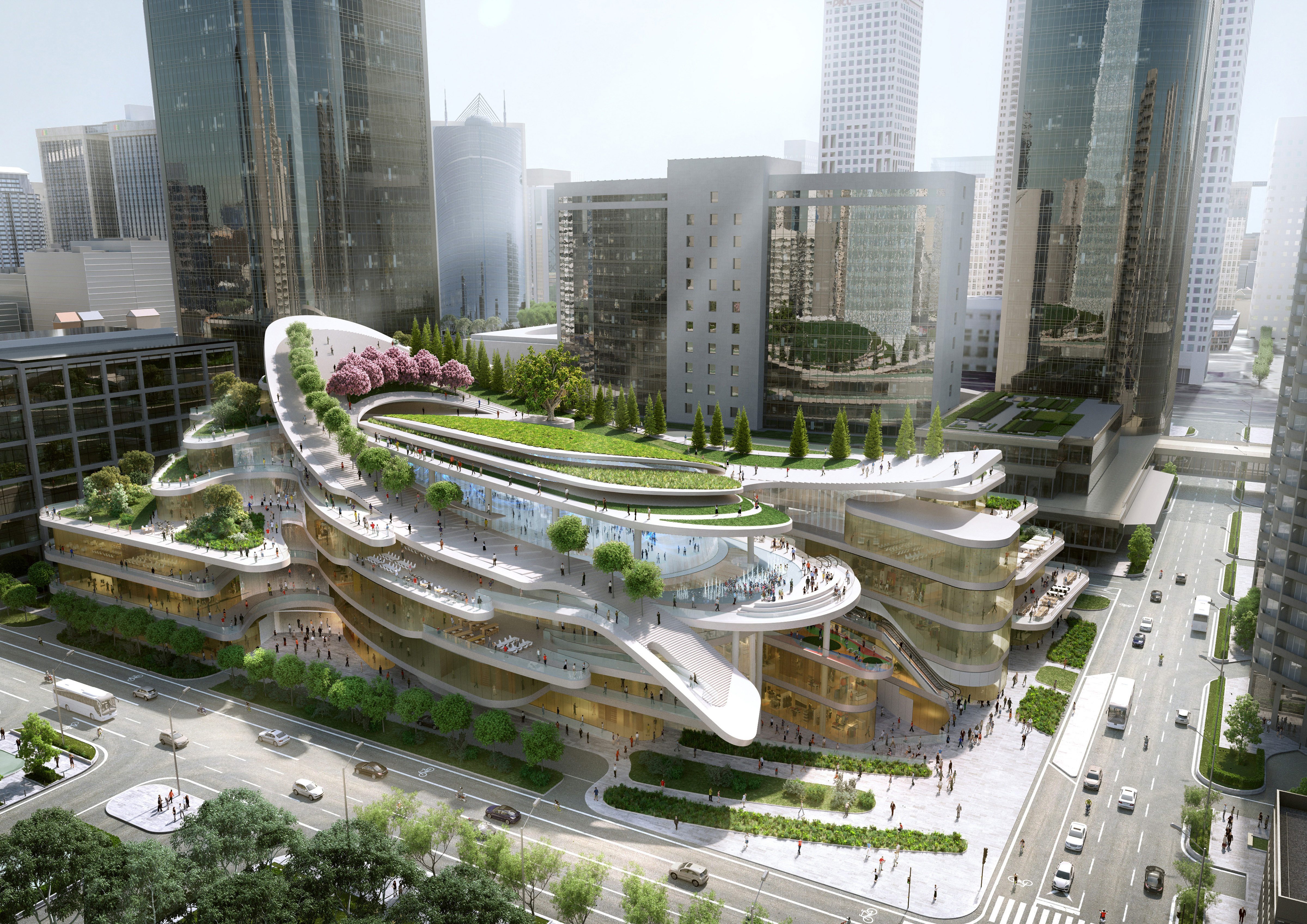 Топовый проект. Выставочный центр Сучжоу архитектура. Футуристический торговый центр в Китае. Сингапур Экогород. Торговый центр в Китае зеленая архитектура.